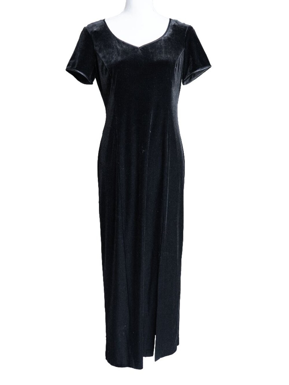 Y2k Black Velvet Dress Witchy WhimsiGoth Phoebe Buffay Velour Body Con Maxi - Picture 2 of 14